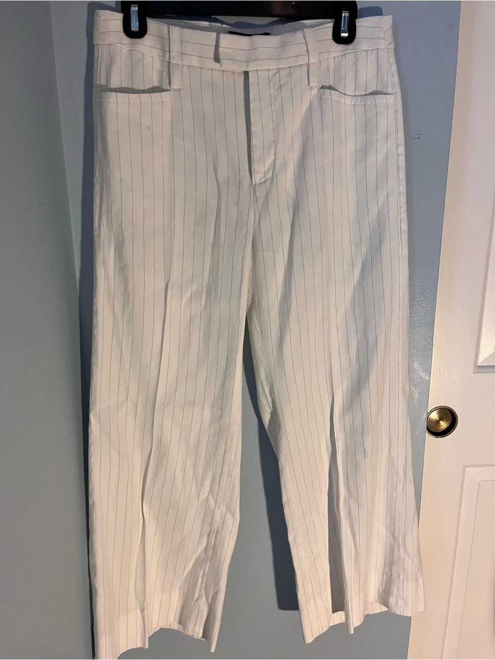 Banana Republic White Linen Pinstripe Dress Pants